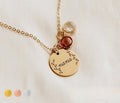 Gepersonaliseerde geboortesteen ketting in S925 zilver met graveerbare naam "nana"